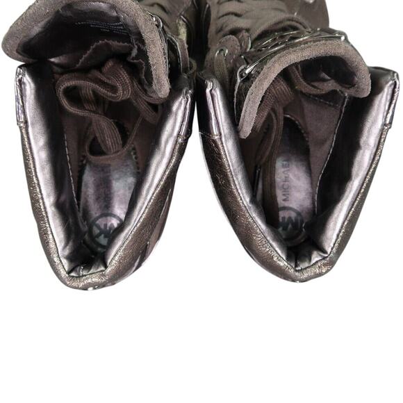 Michael Kors Shoes Womens 10 Sneakers Fashion Lifestyle Hidden Wedge Leather Mid - Picture 11 of 16